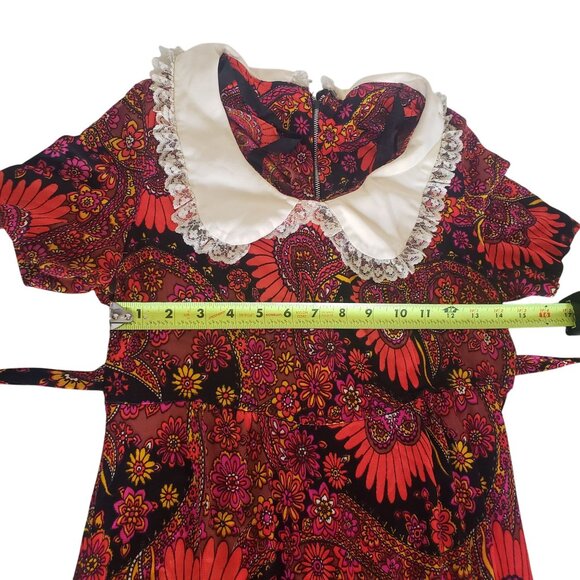 Vintage 70s  Psychedelic Boho Maxi Dress Size‎ S  Floral Paisley Retro Hippie - Picture 9 of 9